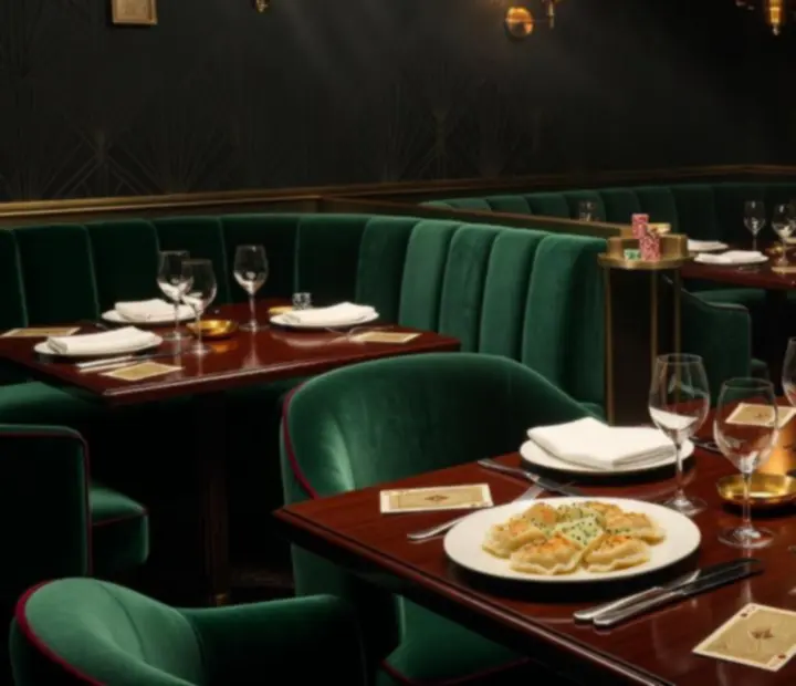 Elegancka sala restauracyjna Wonderstar s. r. o. z nakrytymi stołami i wyrafinowaną atmosferą wieczoru